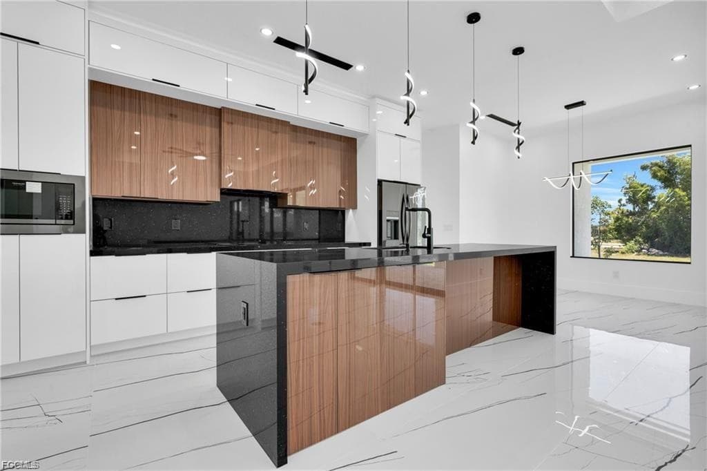 Modern kitchen with granite island